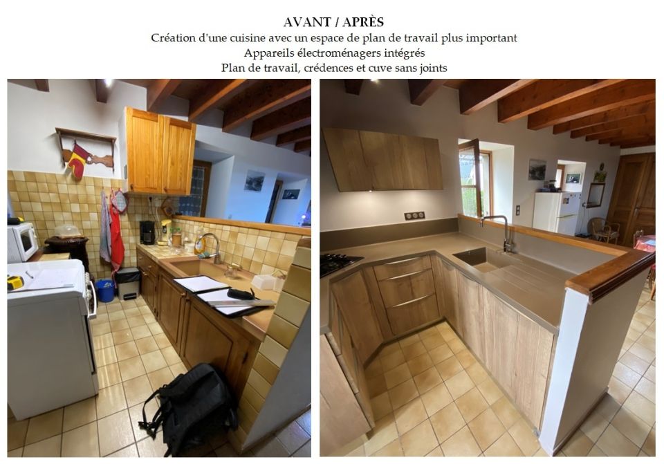 Avant / Après : Création d'une cuisine avec appareils électroménagers intégrés - Ardèche
