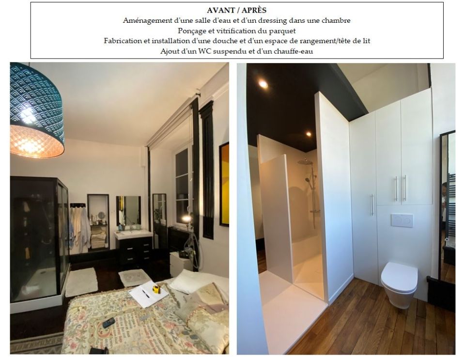 AVANT / APRES : Création d'une salle d'eau avec wc et dressing dans une chambre - Ardèche