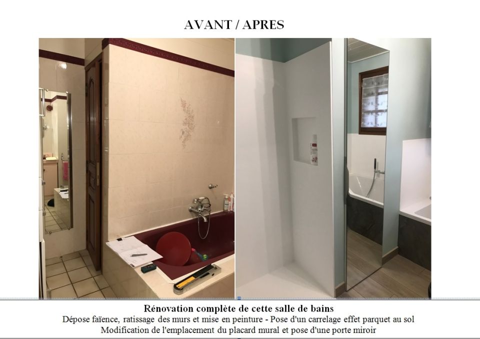 Avant / Après : Déplacement de la baignoire et du placard mural  - Ardèche