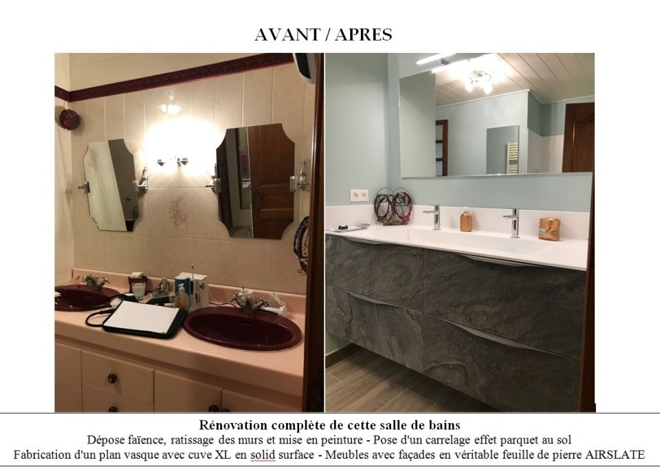 Avant / Après : Réaménagement d'une salle de bains avec travaux - Ardèche