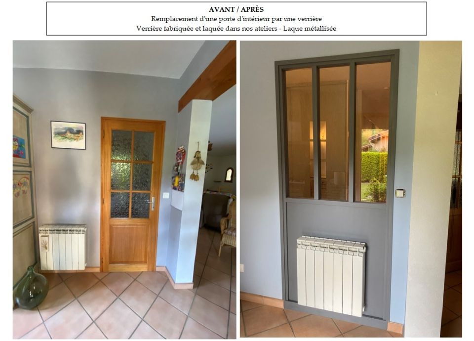 AVANT / APRES : Remplacement d'une porte d'intérieur par une verrière sur mesure