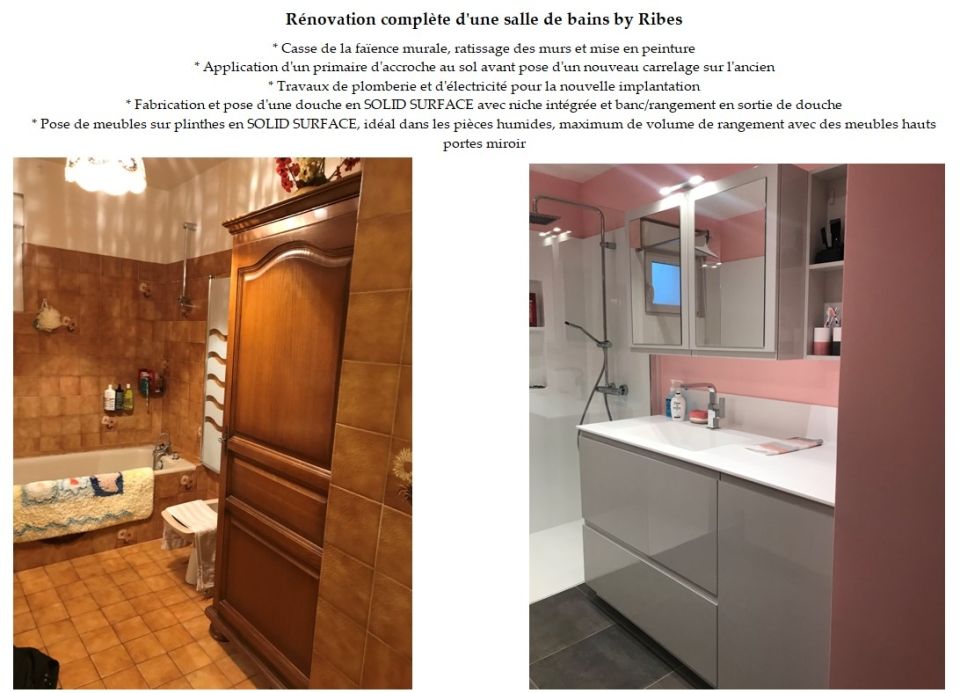 Avant / Après : Rénovation complète d'une salle de bains avec tous travaux de second oeuvre - Ardèche