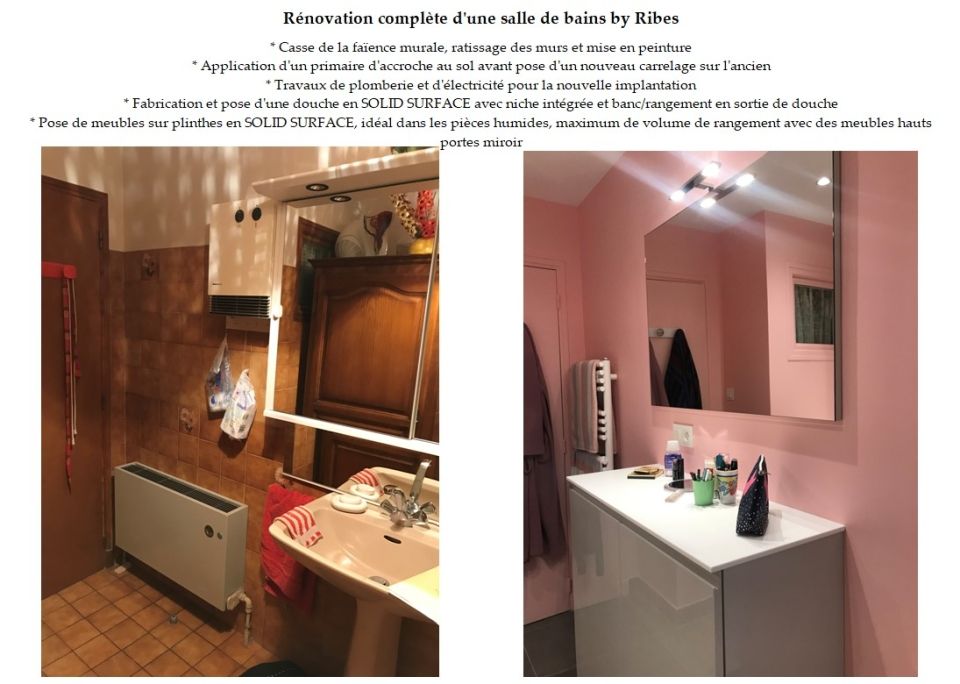 Avant / Après : Rénovation complète d'une salle de bains avec tous travaux de second oeuvre - Ardèche