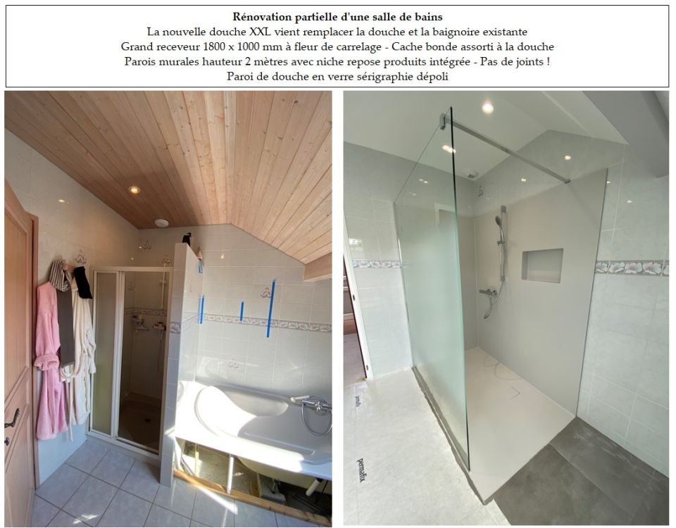 Remplacement d'une douche et baignoire par une douche XXL - Savoie